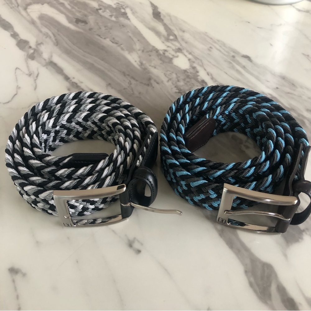 Two Braided Stretch Belts (38-40, Large). New!